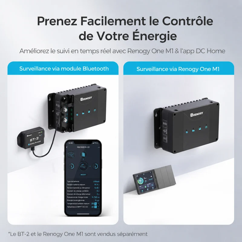 12V 50A Chargeur de Batterie DC-DC avec MPPT pour Batteries LiFePO4, Plomb-Acide, SLA, Gel, AGM