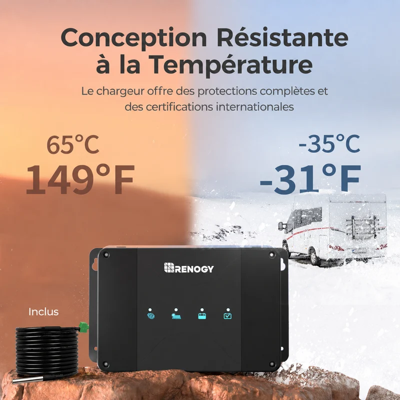 12V 50A Chargeur de Batterie DC-DC avec MPPT pour Batteries LiFePO4, Plomb-Acide, SLA, Gel, AGM