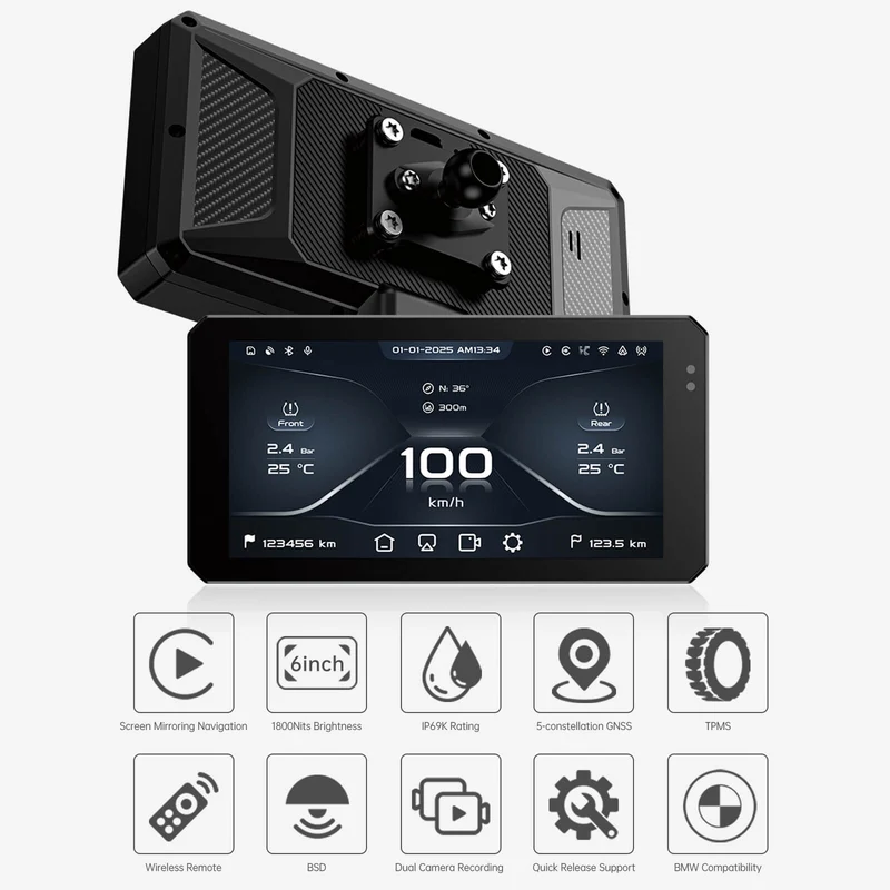 JADO S6 Motorcycle CarPlay & Android Auto Riding System