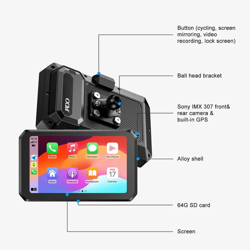 JADO S1 Motorcycle CarPlay Display Kit