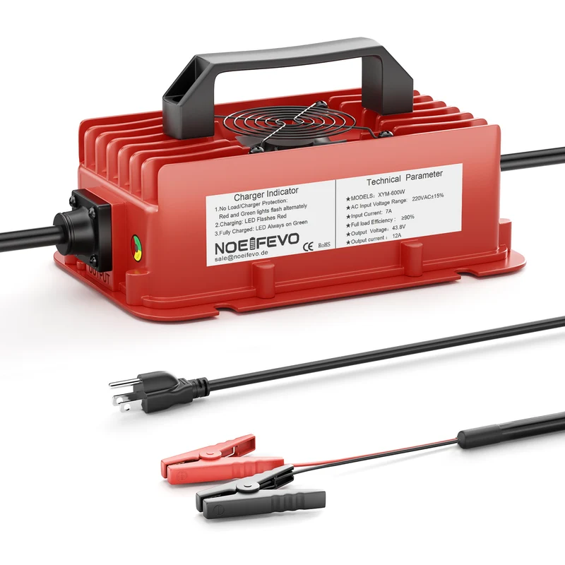 NOEIFEVO 36V 38.4V 12AMP Golf Car Lithium LiFePO4 Battery Charger, Charging Voltage 43.8V ,IP65 Waterproof , Automatic Cut Off, 0V BMS Activate