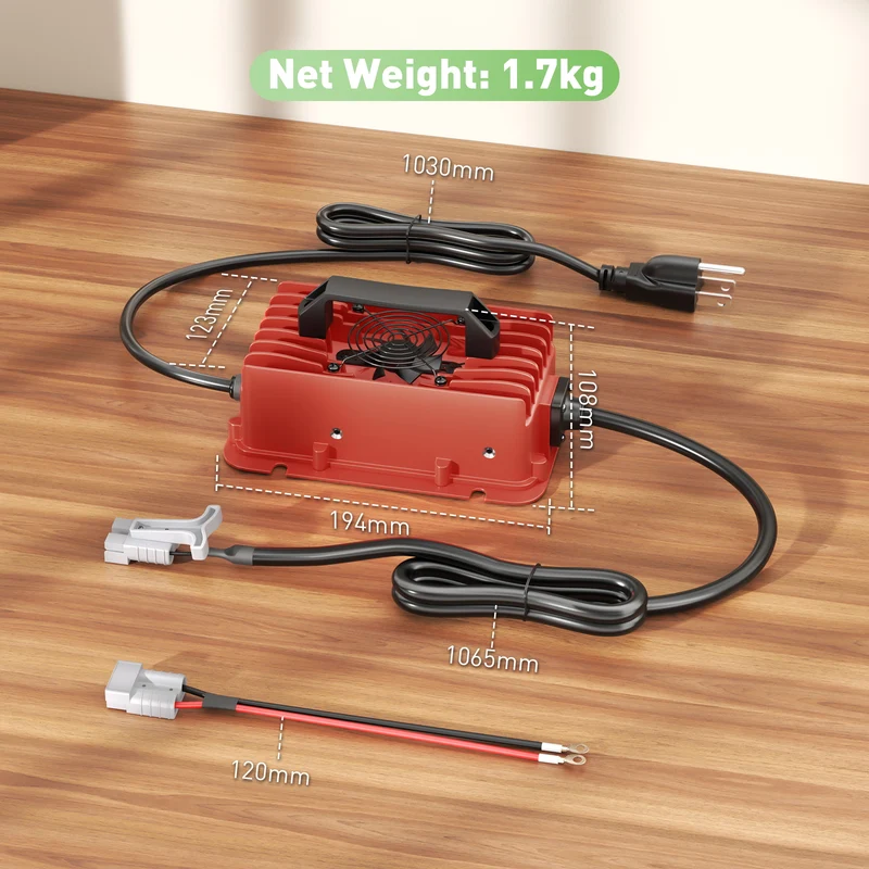 NOEIFEVO 36V 38.4V 12AMP Golf Car Lithium LiFePO4 Battery Charger, Charging Voltage 43.8V ,IP65 Waterproof , Automatic Cut Off, 0V BMS Activate