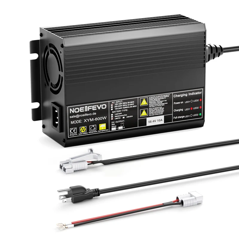 NOEIFEVO 58.4V 10A LiFePO4 battery charger for 51.2V(48V 16S) Golf car/Trolling Motors/caravans Battery