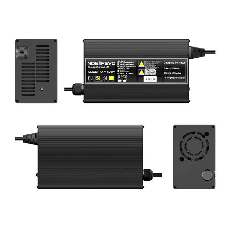 Noeifevo 12V 20A Lithium LiFePO4 Battery Charger, Charging Voltage 14.6Volt, Automatica Cut Off, 0V BMS Activate,AC-DC Smart Charger