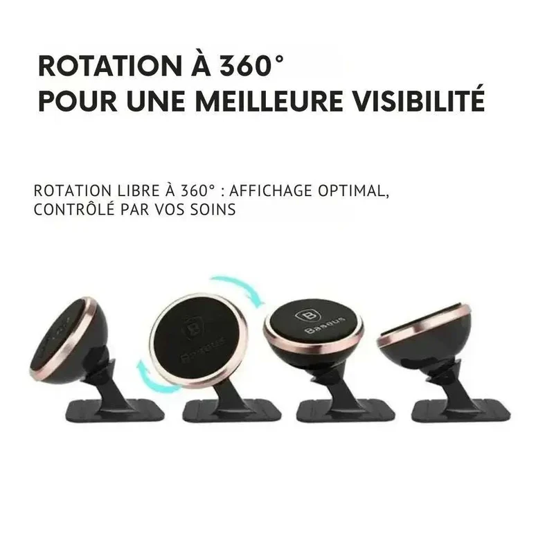 Support Téléphone Voiture Magnétique Baseus - Fixation Tableau de Bord - Rotation 360°