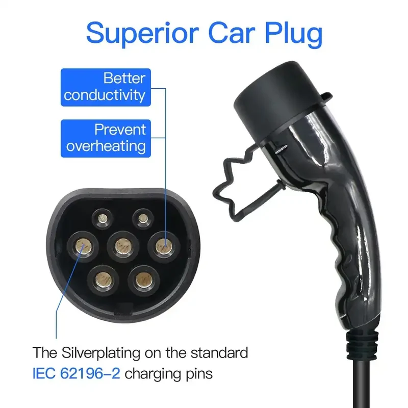 Câble recharge Type 2 à Type 2 22kw Triphasé KOLANKY