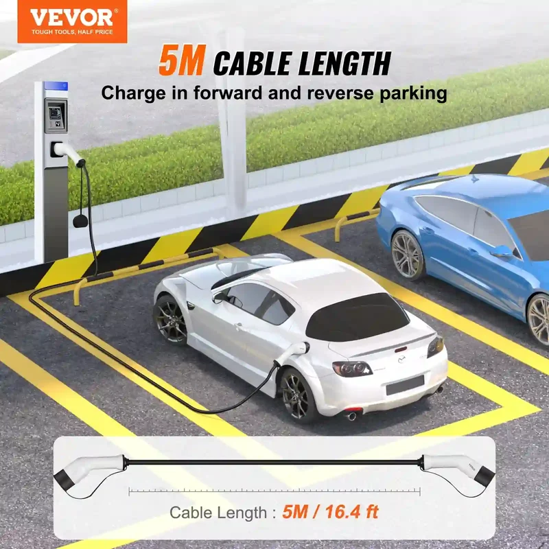 Câble de recharge Type 2 à Type 2 Monophasé VEVOR