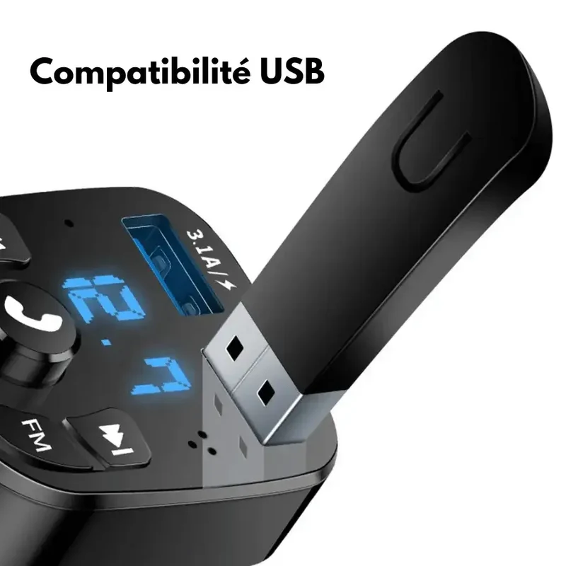 Transmetteur FM Bluetooth Double Charge USB Simultanée
