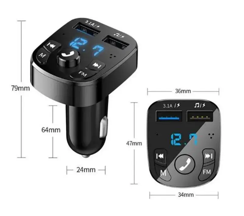 Transmetteur FM Bluetooth Double Charge USB Simultanée
