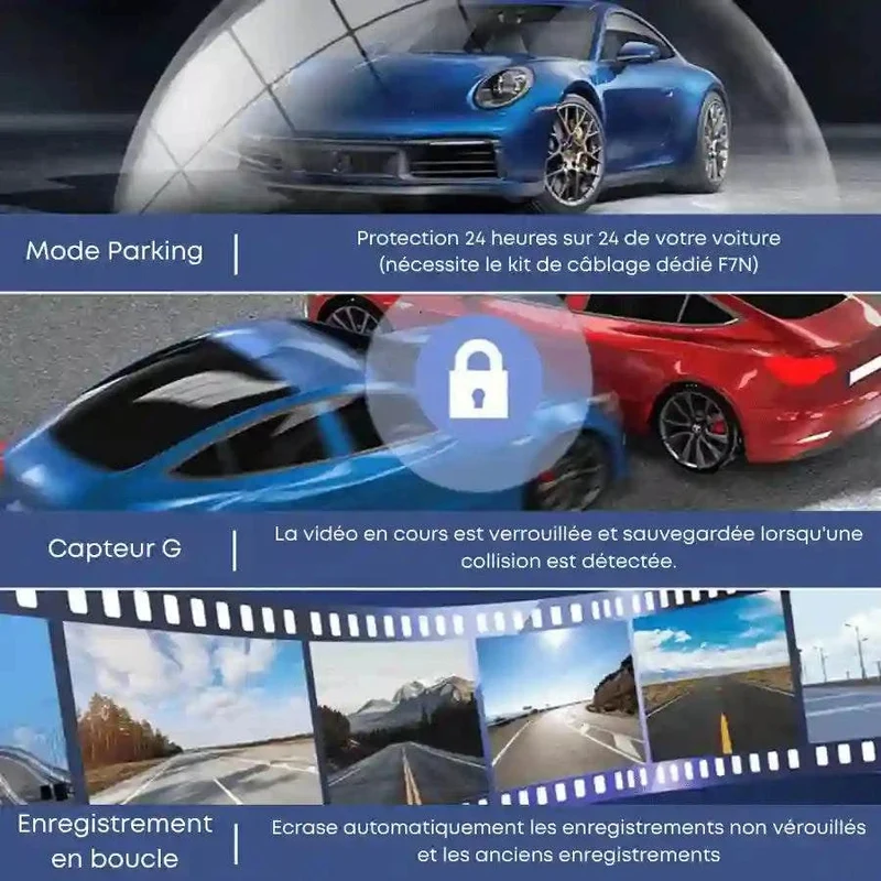 Dashcam NUOKAIQI 1080p vue avant et intérieure