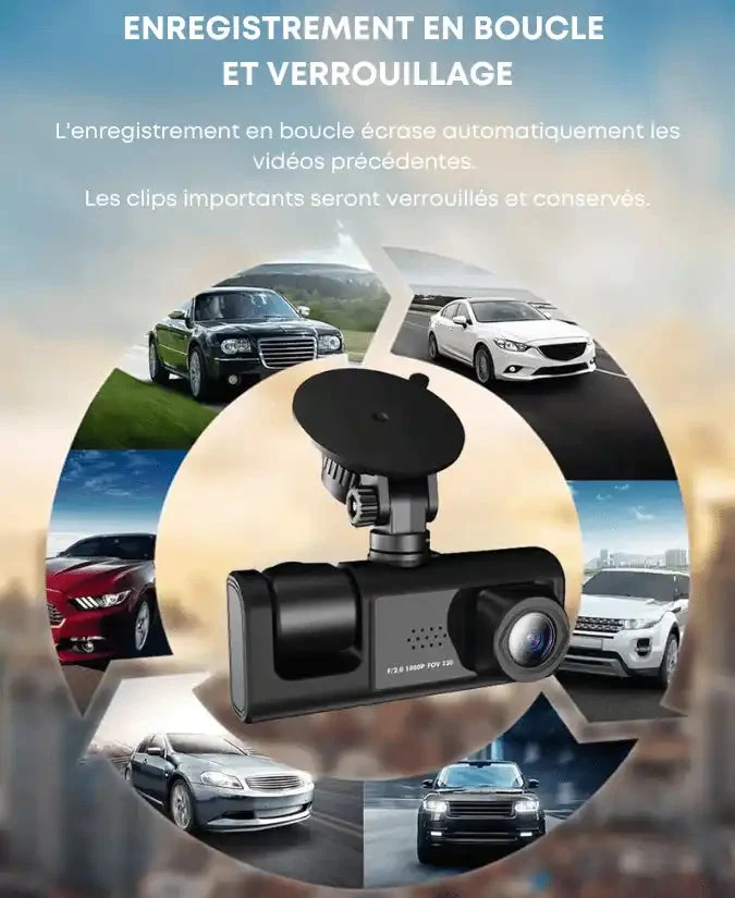 Dashcam BAIDELUO 1080P 3 caméras