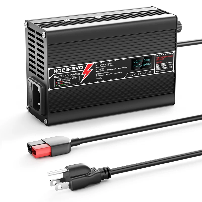 NOEIFEVO 24V 8A Lithium LiFePO4 Battery Charger, Charging Voltage 29.2V, with fan, aluminum housing, LCD screen