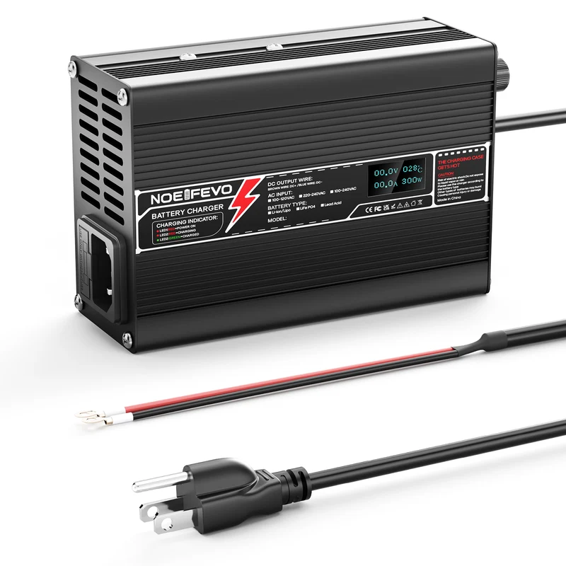 NOEIFEVO 24V 6A Lithium LiFePO4 Battery Charger, Charging Voltage 29.2V, with fan, aluminum housing, LCD screen