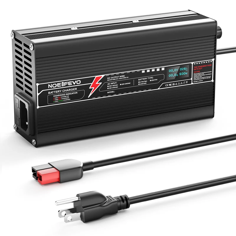 NOEIFEVO 29.4V 15A Lithium Battery Charger For 25.9V 7S Li-ion Lipo Battery, Automatic Cut Off, aluminum housing, LCD screen