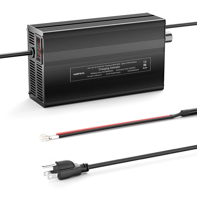 NOEIFEVO 43.8V 1A-15A Current Adjustable Lithium LiFePO4 Battery Charger For 36V 38.4V Golf Cart Trolling Motor RVs Battery