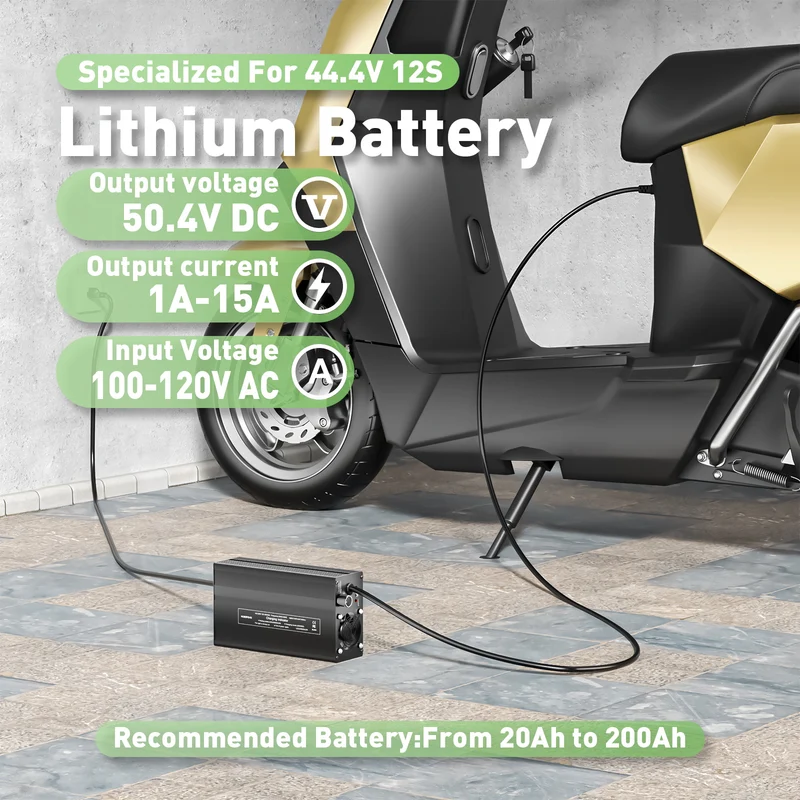 NOEIFEVO 50.4V 1A-15A Current Adjustable Battery Charger for 44.4V 12S Lithium Li-ion Lipo Battery, Ebike Scooter Electric Motorcycle Charger
