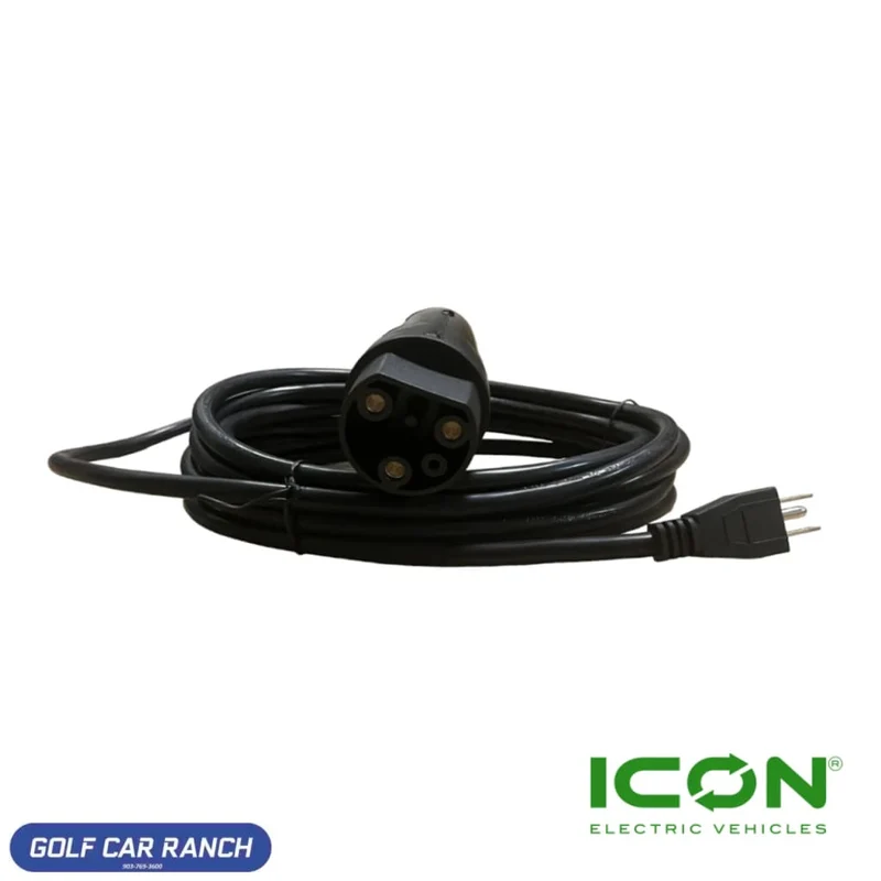 ICON EV Golf Cart Charger Power Cord Factory Replacement 120V 12Ft Long